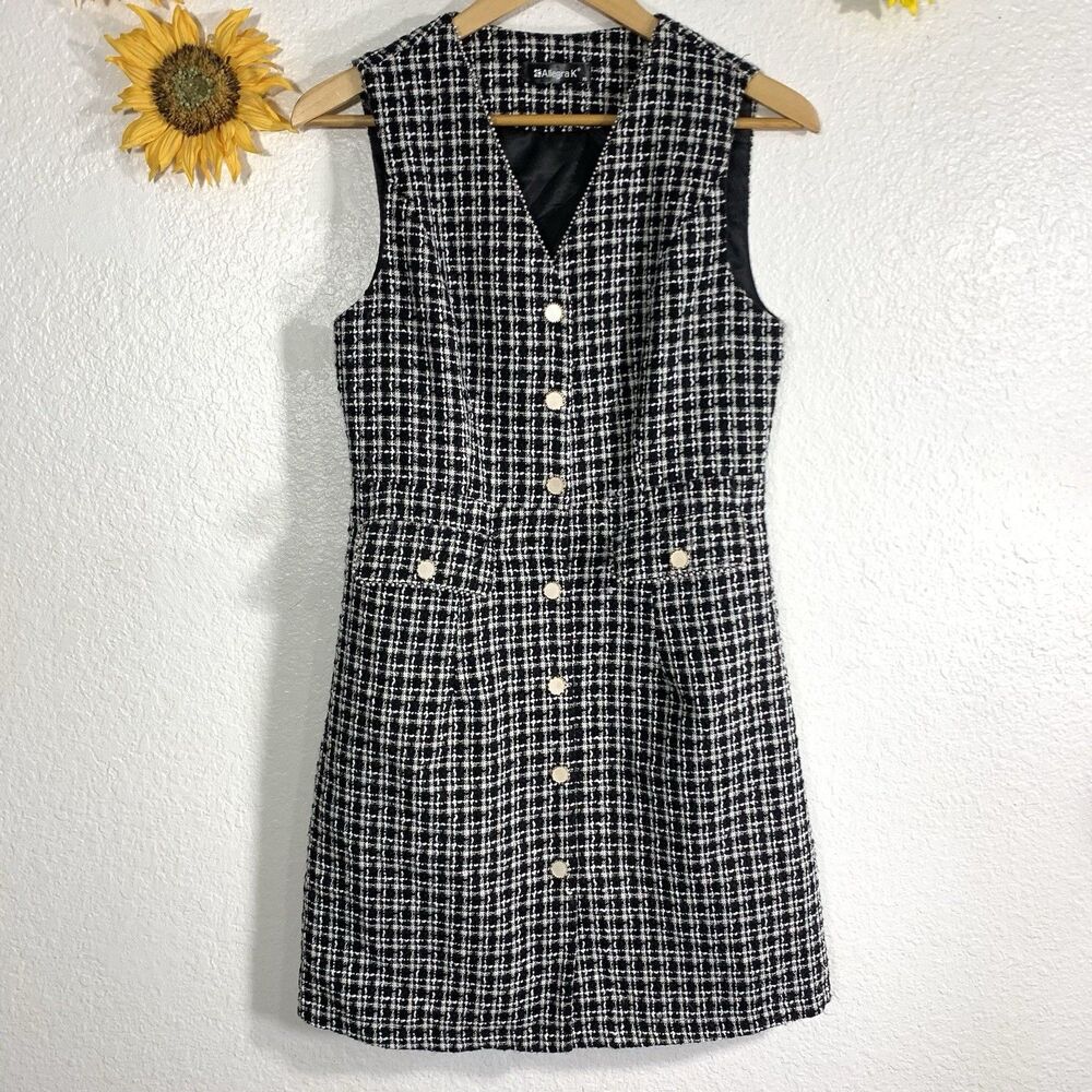 Allegra K Tweed Black White Casual Office Pencil Dress Size XS Women’s